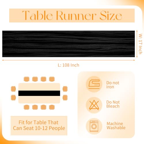 Black Cheesecloth Table Runner 20 Pack - 17x108 Inch Boho Wedding & Party Decor