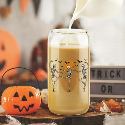 Halloween Skeleton Glass Cup with Variation Skeleton - Trick or Treat Tumbler