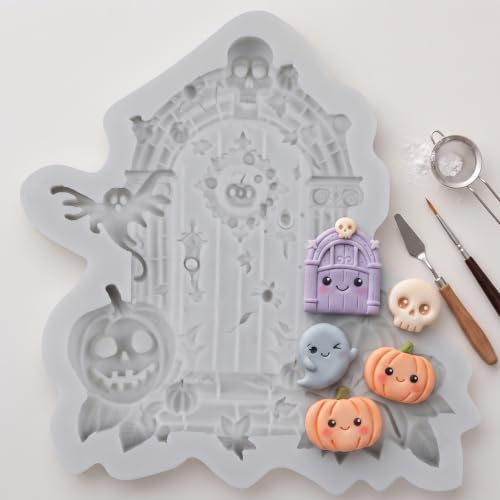 Halloween Tombstone Haunted Door Silicone Fondant Mold - Variation X