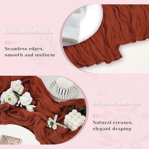 Terracotta Cheesecloth Table Runner - 10 Ft Fall Boho Gauze Table Decor