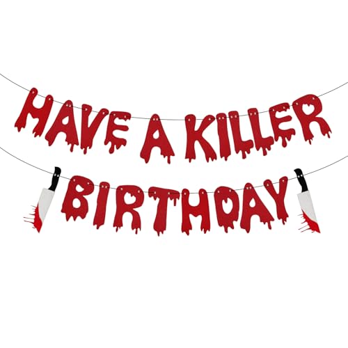 Bloody Zombie Birthday Banner - Red Horror Party Decorations