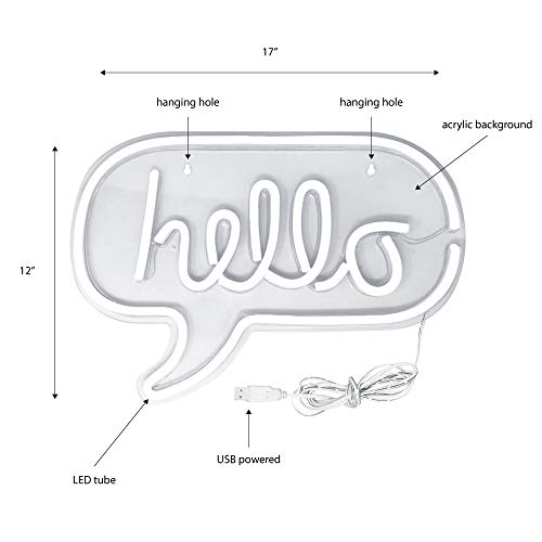 17x12 LED Neon Wall Sign Hello Word Bubble Light - White & Pink