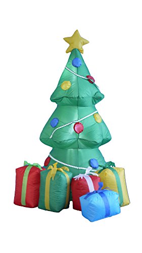 Lighted Christmas Inflatable Green Tree with Gift Boxes - 5 Ft Outdoor Holiday Decor
