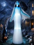 12FT Giant Halloween Inflatable Ghost Bride with Blue LED Lights Outdoor Decor