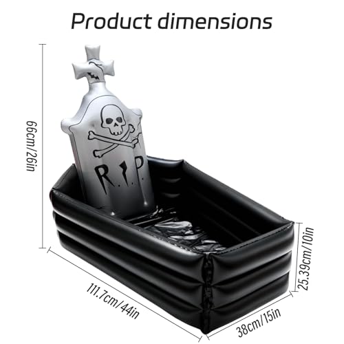 Inflatable Halloween Coffin Drink Cooler - 44 Inch Outdoor Party Ice Bucket