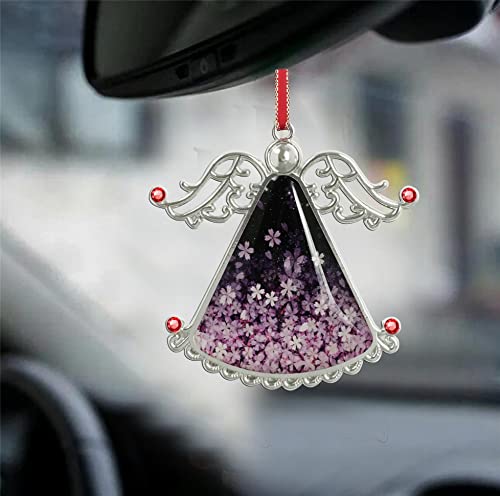 Angel Christmas Tree Ornament - Cherry Blossom Flower Glass Hanging Decoration
