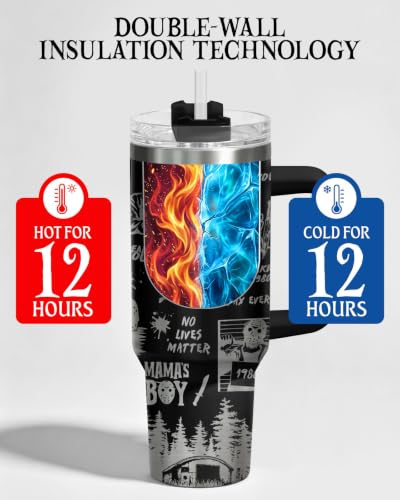 CreepyBlack2 40 oz Insulated Halloween Horror Characters Tumbler with Handle