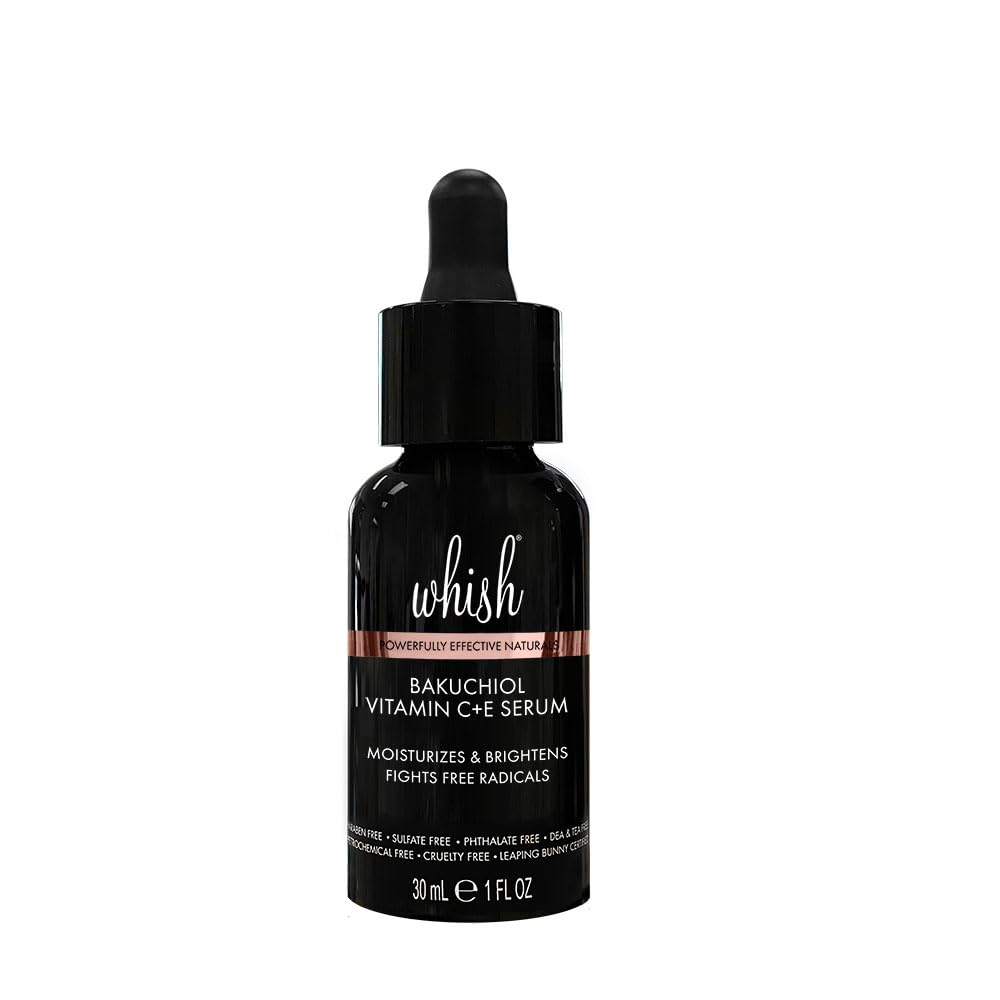 Whish Bakuchiol Retinol Face Serum - Korean Plant-Based Anti-Aging Formula with Vitamin C & E | 1oz