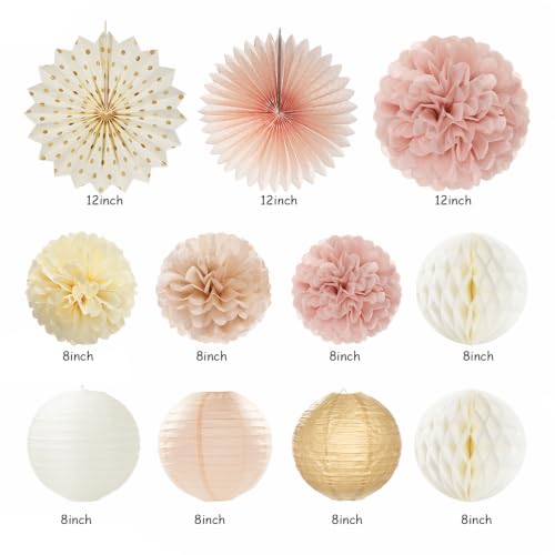 Girls Sweet 16 Birthday Decorations Set Champagne Gold Beige Party Supplies - Huglony