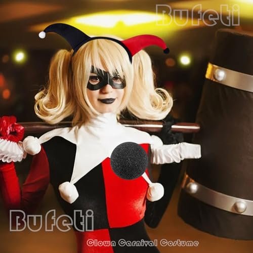 Halloween Clown Headband and Nose Set - Black Red, Medium - Costume Accessories