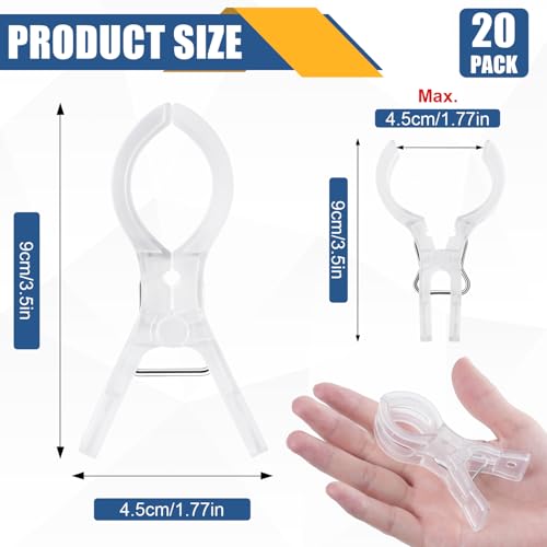 20 Pack Large Balloon Arch Clips - 3.5 Inch Plastic Backdrop Spring Clamps