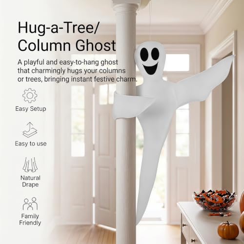 Halloween Ghost Tree Wrap Decor - 52 Inch Outdoor Friendly Ghost with White Variation