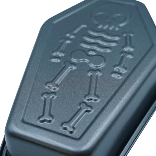 Halloween Skeleton Cake Pan - 3D Coffin Mold for Baking, Non-Stick Aluminum