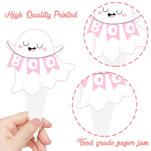 48Pcs Halloween Cupcake Toppers Set - Ghost Pumpkin Bat Party Decorations