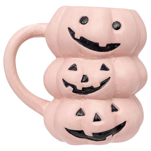 Pink Jack-O-Stack Ceramic Coffee Mug 12oz for Hot Beverages - Halloween Pumpkin
