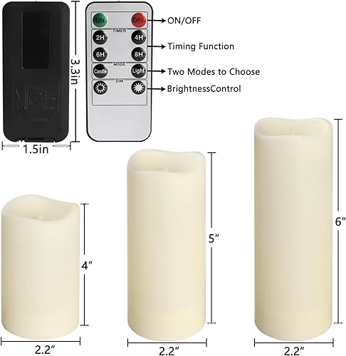 Ivory 24 Pack Waterproof Outdoor Flameless LED Candles with Remote & Timer - 3 Sizes
