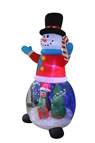 8 Ft Christmas Inflatable Snowman Globe with Penguin & Gift Box - Outdoor Holiday Decor
