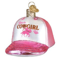 Glass Cowgirl Trucker Cap Ornament for Christmas Tree - Western Holiday Decoration