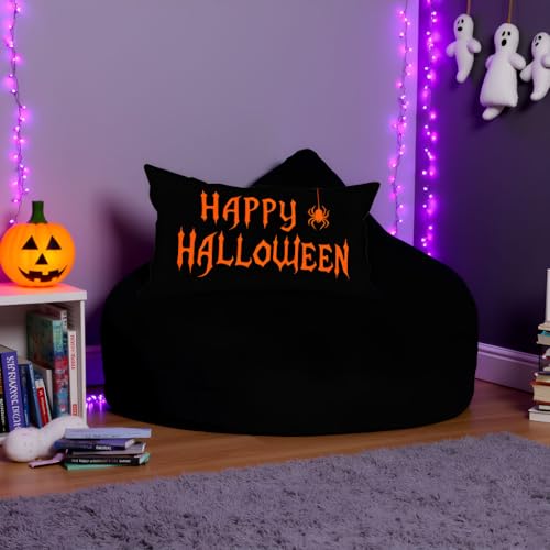Happy Halloween Throw Pillow Cover 12x20 - Spider Orange & Black - Black Orange Variation