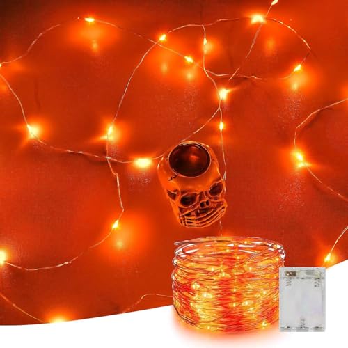 Halloween LED Fairy String Lights Battery Powered 16.4ft Orange for Halloween Decorations - 1pc