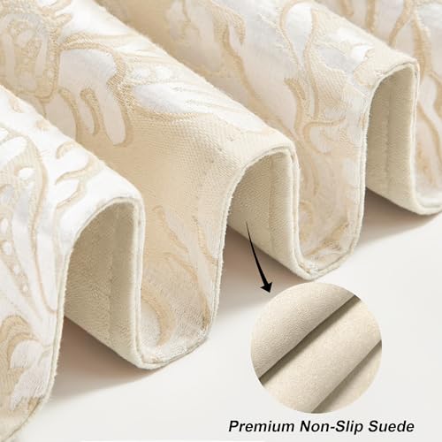 Jacquard Table Runner 108 Inch Long Beige and White Elegant Home Decor - Variation of THIS listing