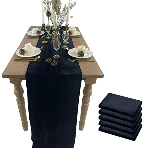 Black Velvet Table Runner 5 Pack 20x120 Inch Wedding Reception Decor
