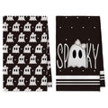 Black Ghost Halloween Kitchen Towels Set of 2 - 18x26 Microfiber Dish Hand Towels