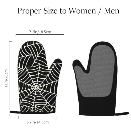 Halloween Spider Web Silicone Oven Mitts 2-Pack - Non-Slip Heat-Resistant Kitchen Gloves
