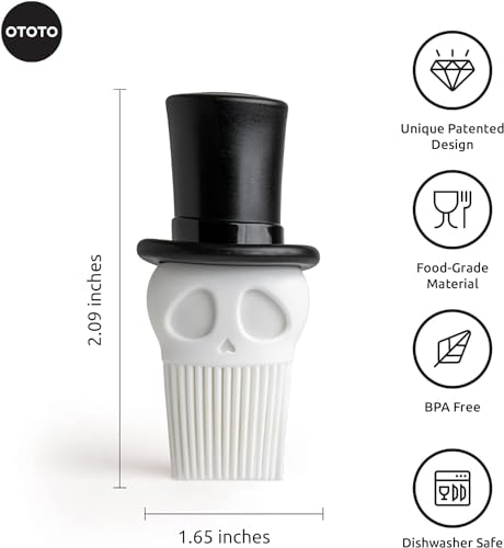 Skully Basting Brush - Gothic Food Basting Brush for Cooking & Baking - Halloween Kitchen Gift