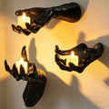 Gothic Halloween Wall Decor Set of 3 with Creepy Skeleton Hands & LED Candles