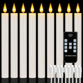 9Pcs Rechargeable Flameless Taper Candles with Remote & Timer - White LED Flickering Candle Sticks for Home Wedding Halloween Christmas Decor