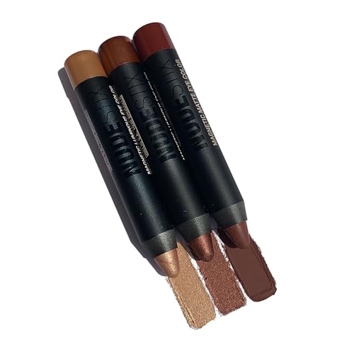Nudestix Mini Nude Metallic Berry Eye Kit – 3-Piece Cream Eyeshadow & Eyeliner Pencil Set for Long-Wear Color | Rich Berry Tones with Metallic Finish