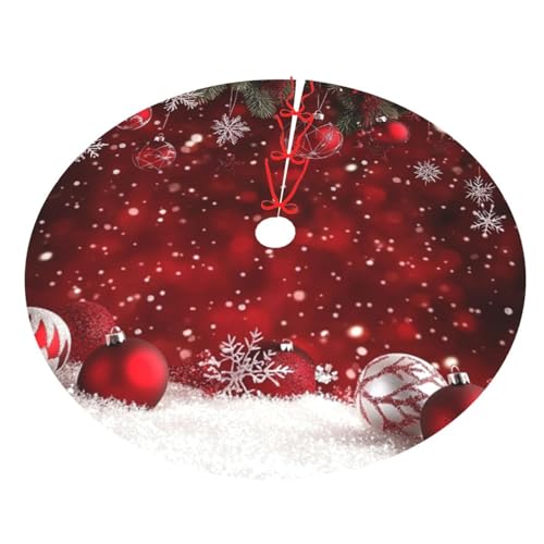 Christmas Tree Skirt 36 Inch Red Ball Winter Xmas Decor - Variation C01