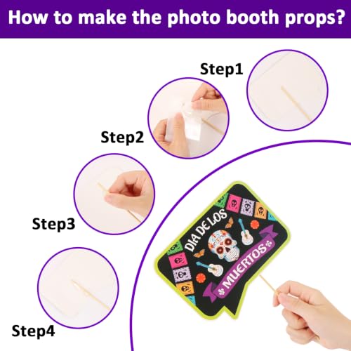 30PCS Day of the Dead Photo Booth Props Halloween Party Decorations