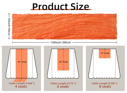 Orange Cheesecloth Table Runner 10FT for Fall Wedding Bridal Shower Home Decor - Pack of 1