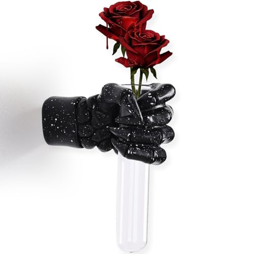 Halloween Wall Sculpture Creepy Skull Hands Vase Black - Gothic Horror Decor