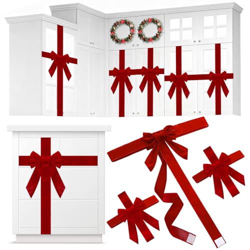 8 Pcs Christmas Cabinet Ribbons Bows Velvet Decor - Holiday Party Supplies