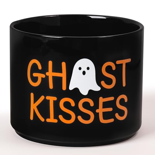 Halloween Ghost Kisses Ceramic Candy Dish Cauldron - Mini Tiered Tray Decor, Snack Bowl, Gift