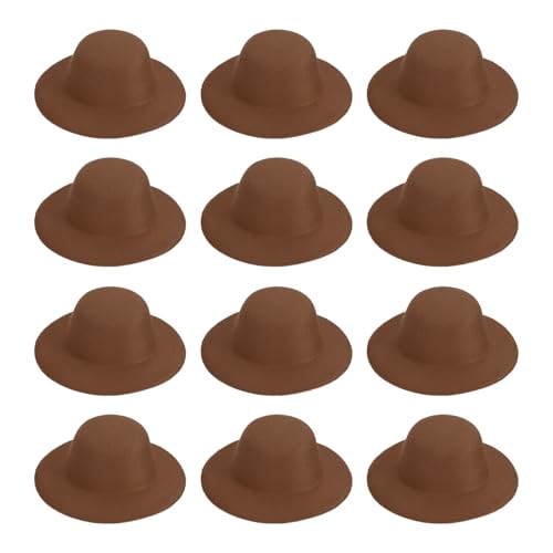 PATIKIL Mini Formal Doll Hats Coffee 1.4 Inch - Small Miniature Headwear