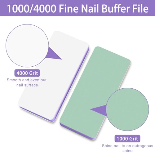 Nail Buffer and Shine Kit - 20 Pack with 1000/4000 Grit - Big Purple Variation