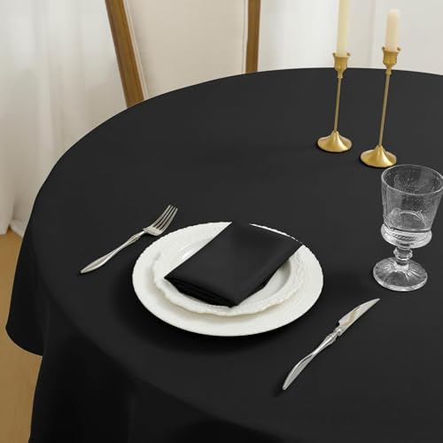 Romanstile 60-Inch Round Black Tablecloth - Durable Polyester Cover for Indoor & Outdoor Use