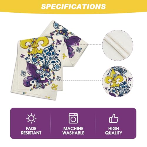 Bead Carnival Iris Mardi Gras Table Runner - Seasonal Kitchen Decor 13x72 Inch