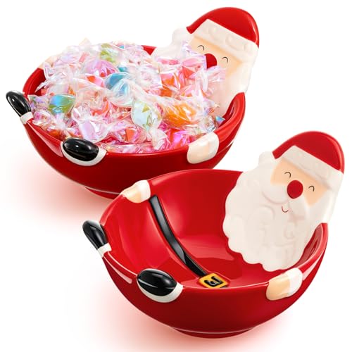 Santa Claus Ceramic Candy Bowl Set - Christmas Serveware