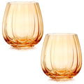 2 Pcs Fall Pumpkin Wine Glasses - Orange 17oz Stemless Glass Cups - Halloween & Thanksgiving Decor