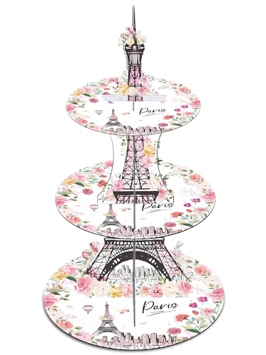 White Eiffel Tower Cupcake Stand 3-Tier Paris Themed Party Decorations Macaron Holder