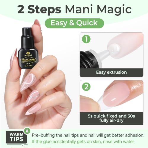 Nail Glue Gel 3pcs - Fast Dry, Strong Adhesive for Press-On Nails & Tips - Long Lasting