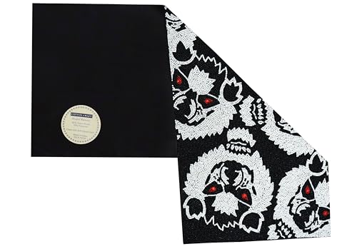 Halloween Beaded Table Runner - Black White Werewolves, 13x36 - Handmade Decor