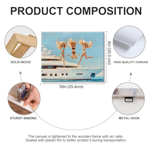 Women Yacht Coastal Canvas Wall Art - Trendy Cruise Party Decor - Doll Variation