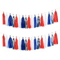 Red Blue White Silver Tissue Tassel Garland for Party Decors - 20pcs