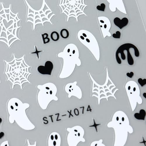 Halloween Nail Art Stickers Decals 3D Ghost Spider Web - Style9
